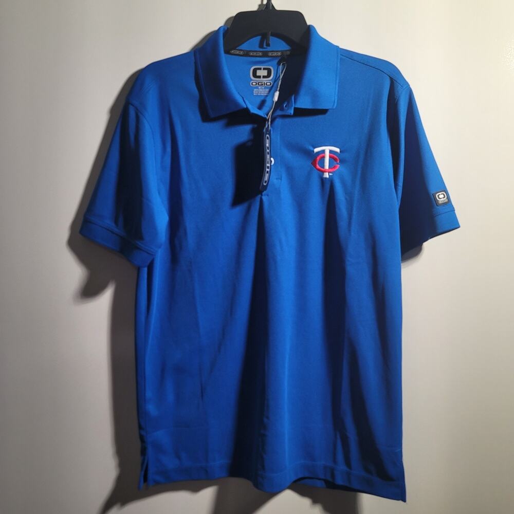 NWT OGIO Minnesota Twins Blue Polo Shirt Men's Size Medium 100% Polyester